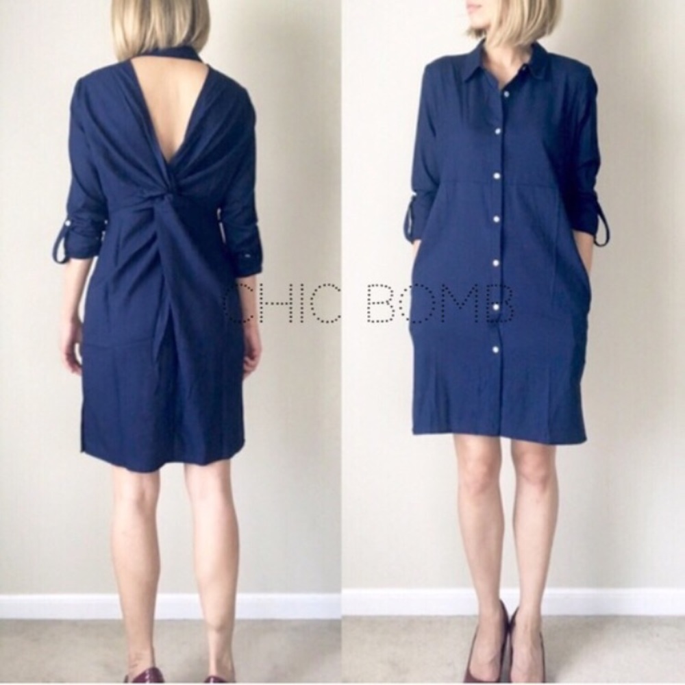Amal sexy twisted back shirt dress - Picture 2 of 4